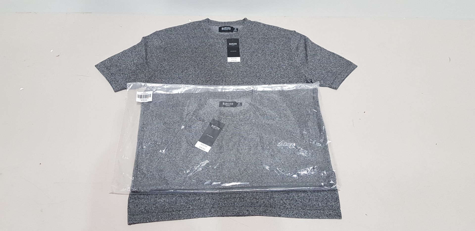 30 X BRAND NEW BURTON MENSWEAR COTTON RICH CHARCOAL STRETCH T-SHIRTS ( ALL IN SIZE M ) TOTAL RRP £