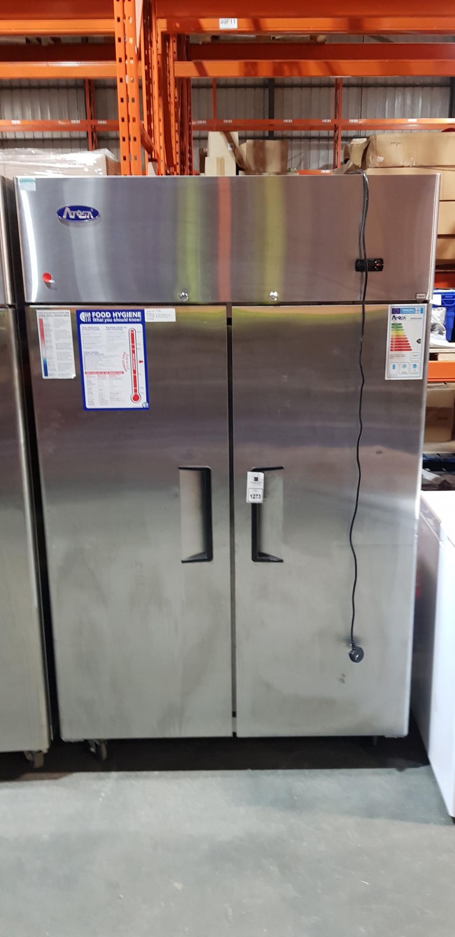 1 X ATOSA STAINLESS STEEL COMMERCIAL 2 DOOR FREEZER - 620 LITRE CAPACITY - ON WHEELS - SIZE 195CM