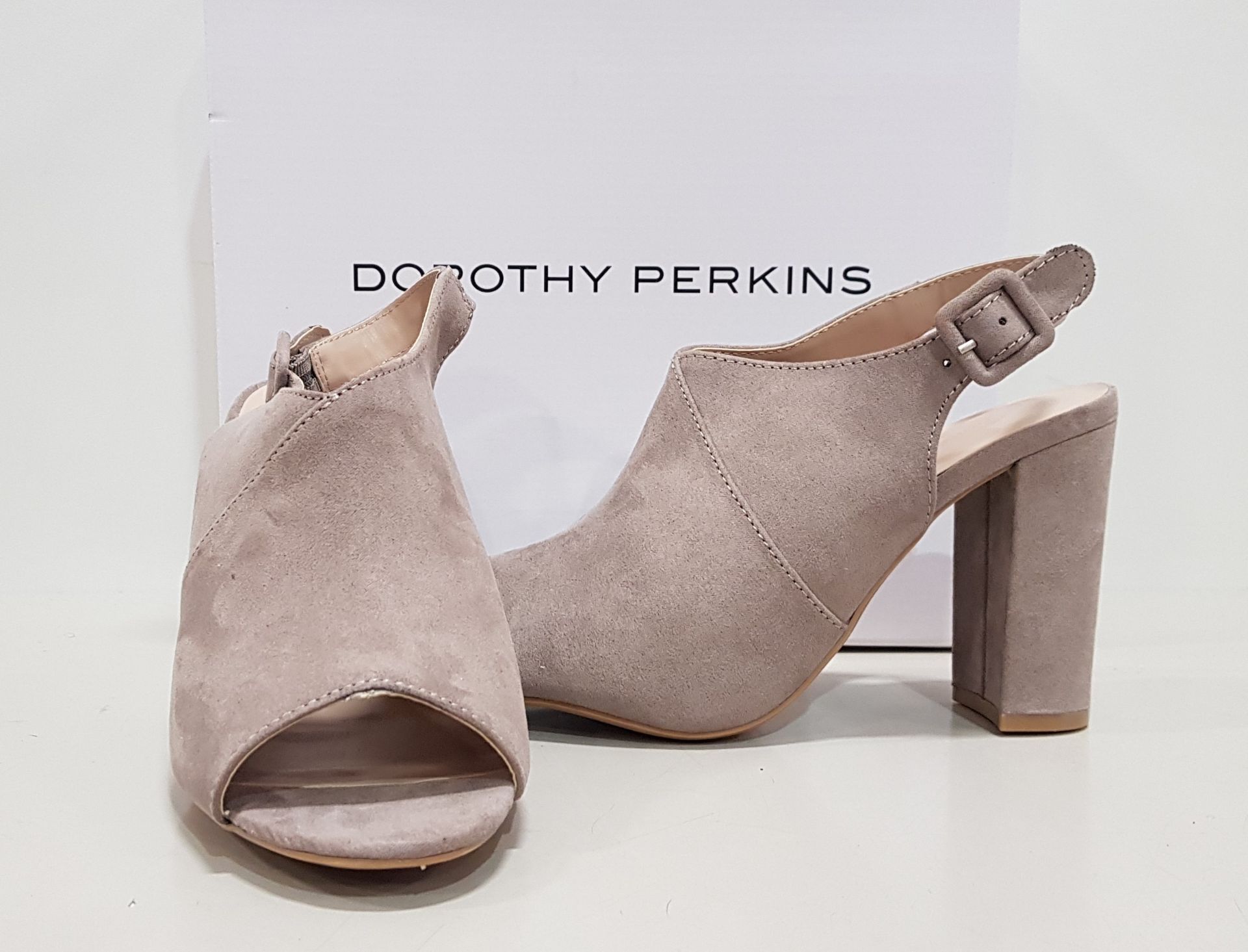 24 X BRAND NEW DOROTHY PERKINS SAVO TAUPE HEELED SANDALS - SIZE UK 5 - RRP £28.00 PAIR - TOTAL £672