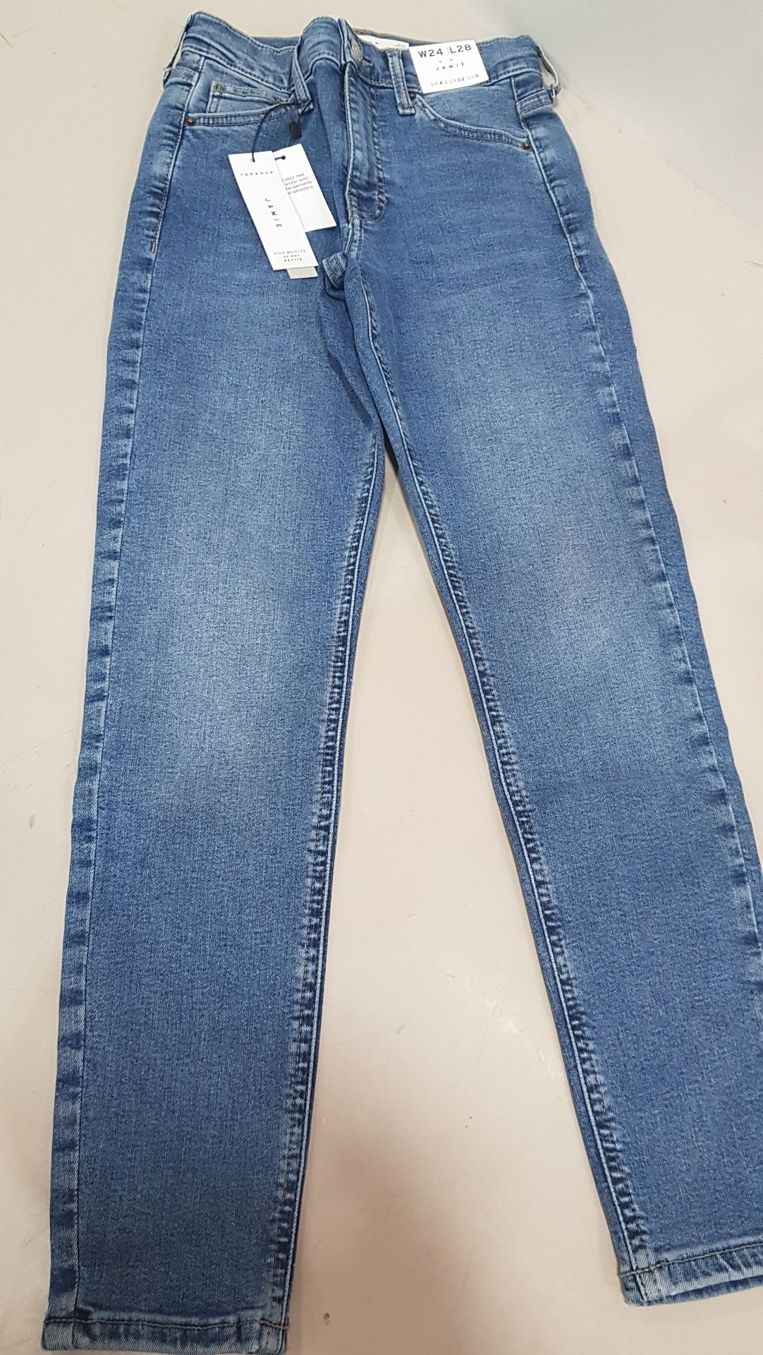 16 X BRAND NEW TOPSHOP JAMIE HIGH WAISTED SKINNY JEANS - SIZE UK 4 (W24 X L28) - RRP £40.00 PAIR -