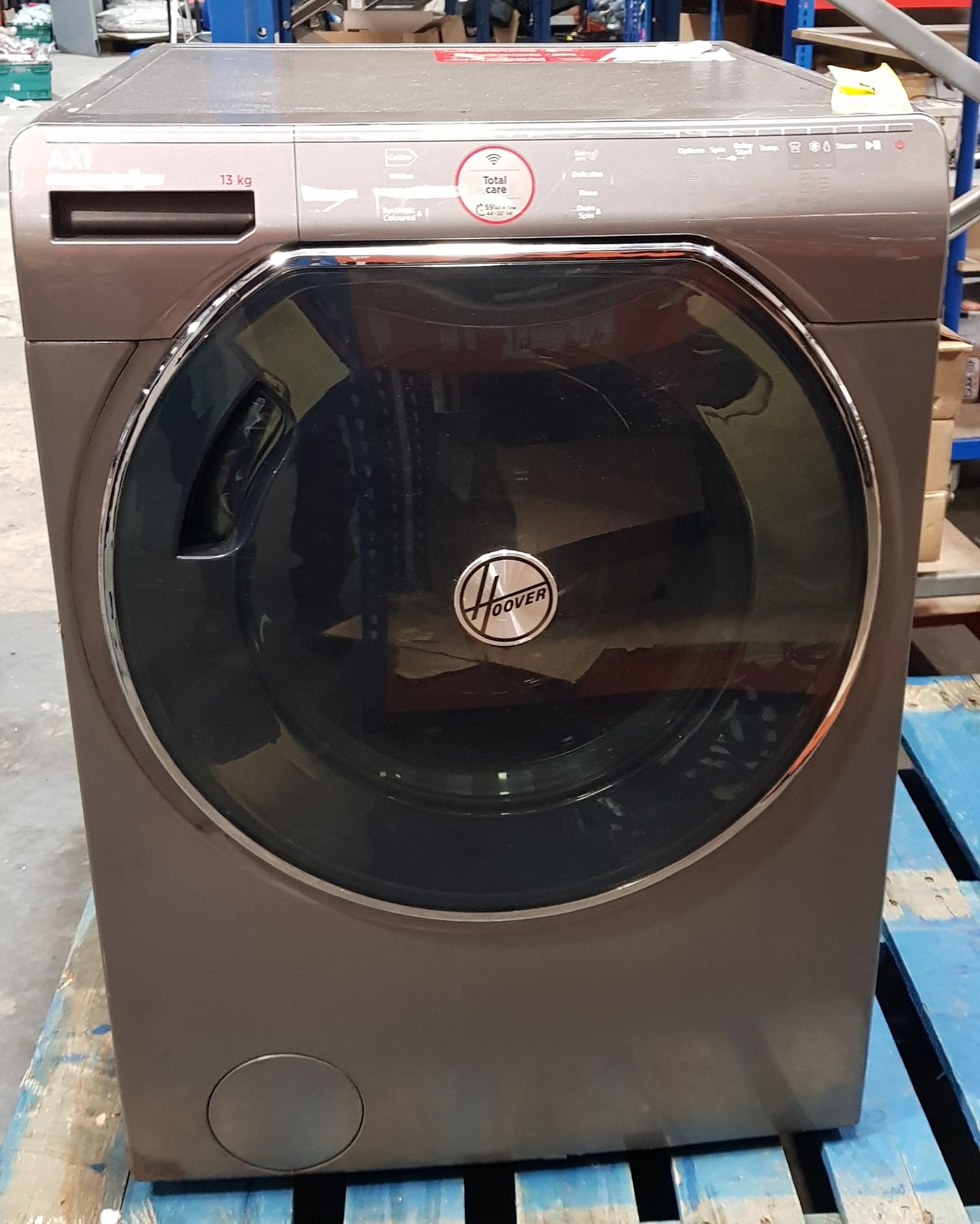 1 X HOOVER 13KG WASHING MACHINE - MODEL - AWMPD413LH7R-80 (NOTE: PREOWNED & UNTESTED)