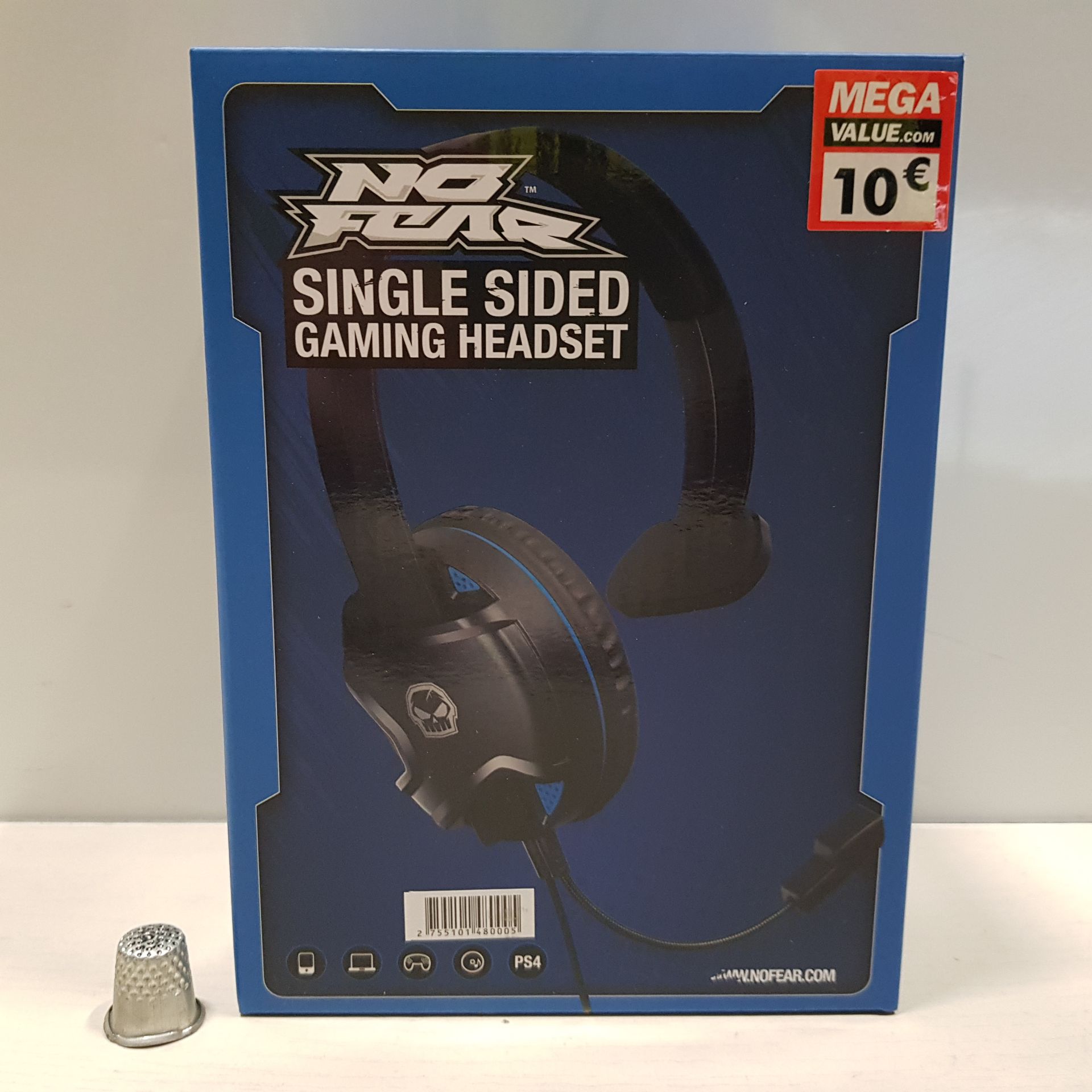 50 X BRAND NEW NO FEAR SINGLE SIDED GAMING HEADSETS WITH MIC - IN 45 SINGLE BOXES (NOTE SOME BOXES