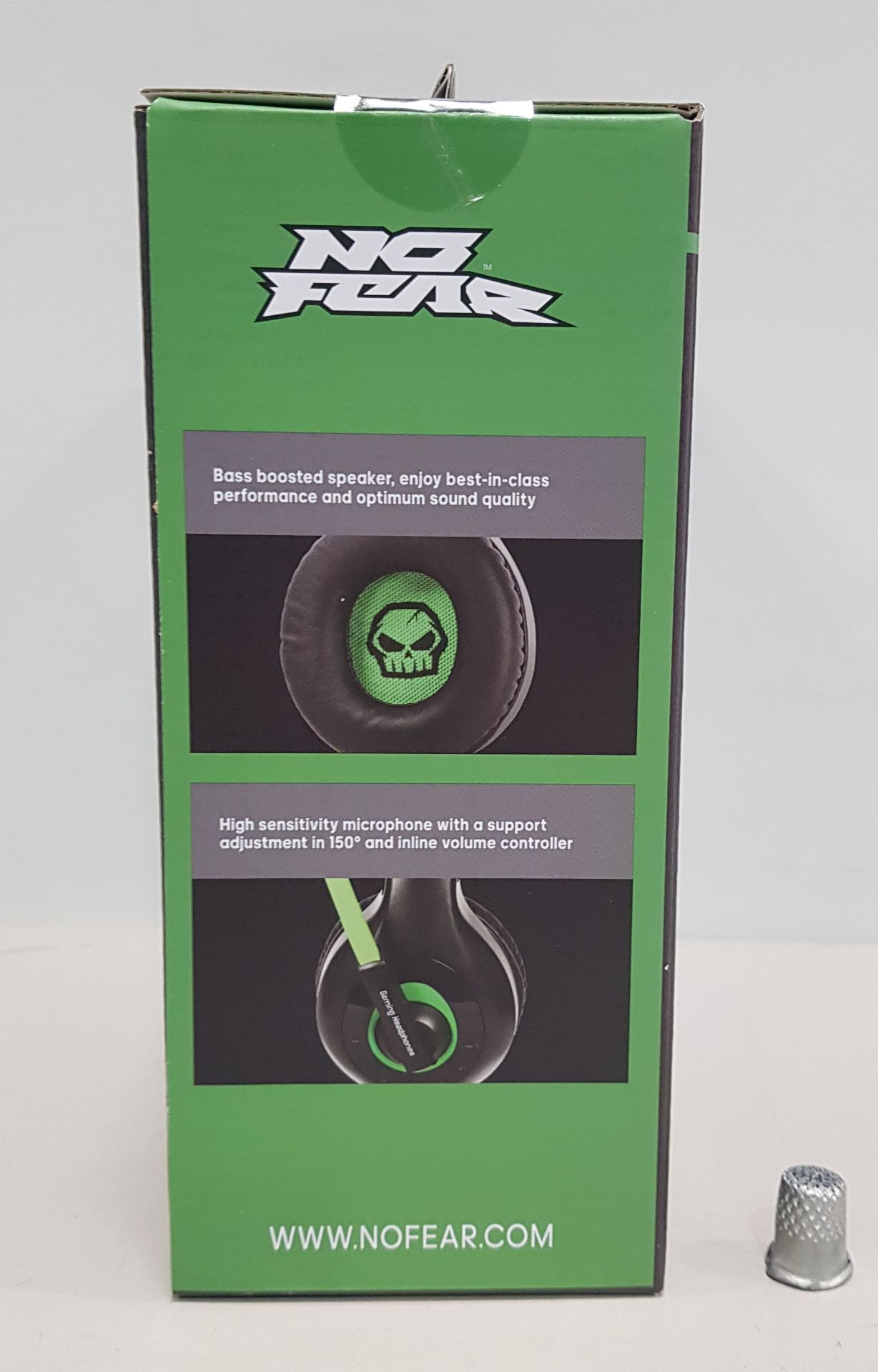 32 X BRAND NEW GREEN / BLACK NO FEAR CUSHIONED BASS BOOSTED GAMING HEADPHONES WITH MIC - (360 - Image 4 of 4