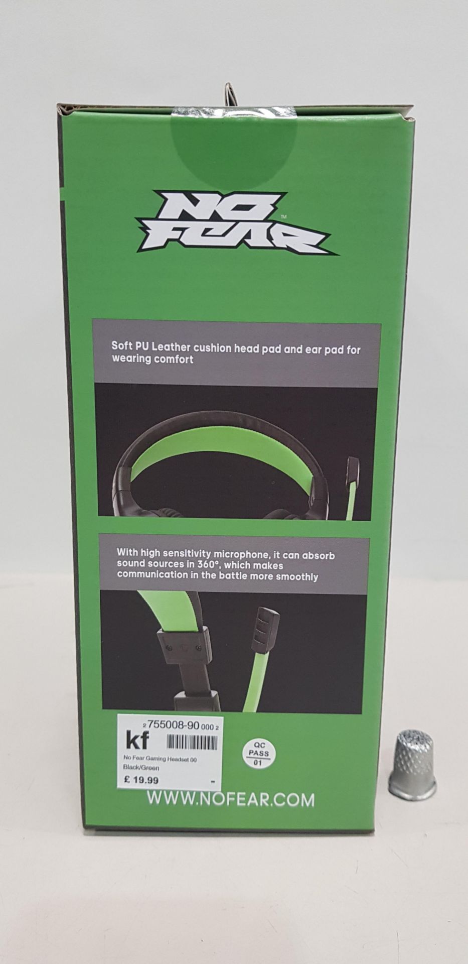 32 X BRAND NEW GREEN / BLACK NO FEAR CUSHIONED BASS BOOSTED GAMING HEADPHONES WITH MIC - (360 - Image 3 of 4