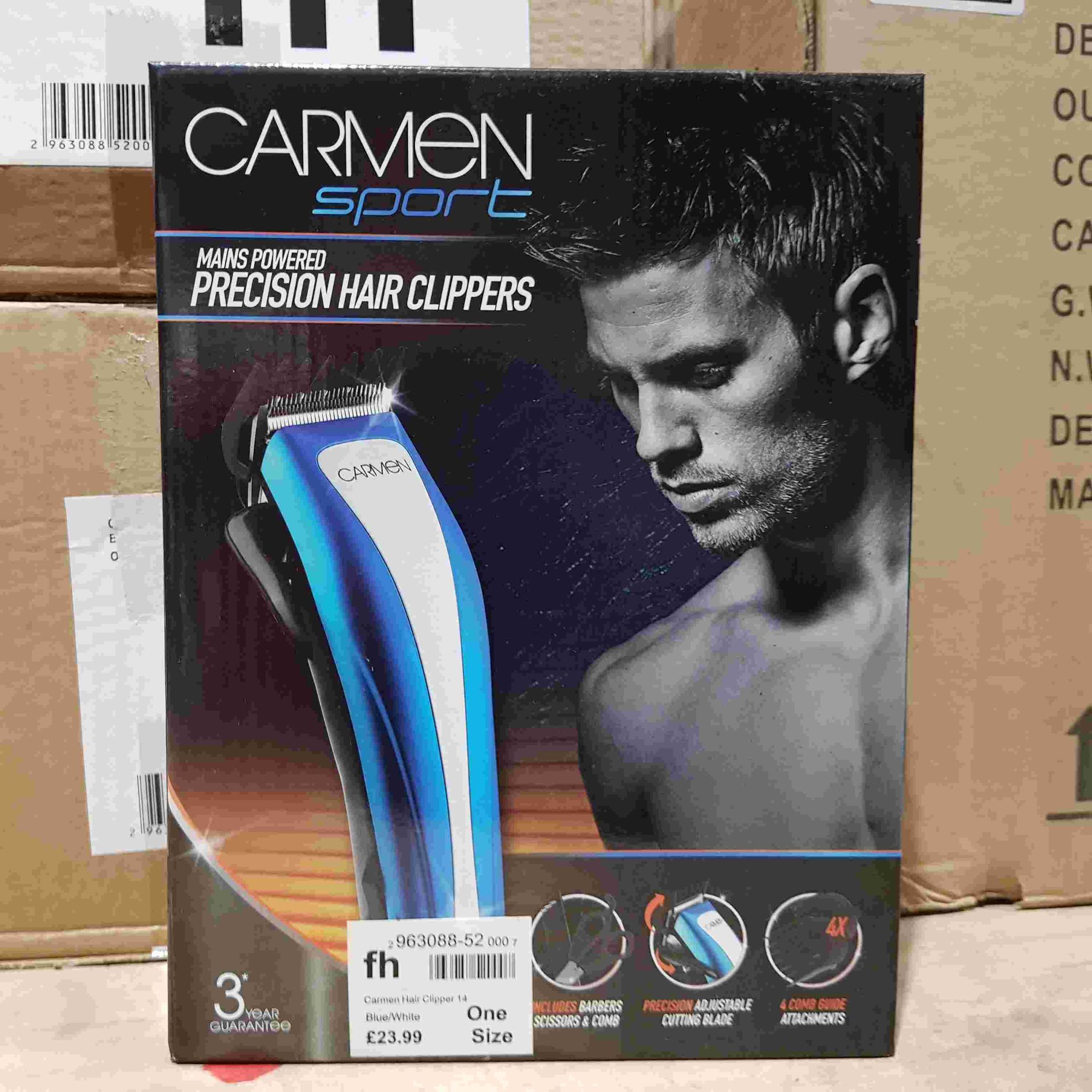 25 X BRAND NEW CARMEN SPORT MAINS POWERED PRECISON HAIR CLIPPERS - INCLUDES BARBER SCISSORS AND COMB