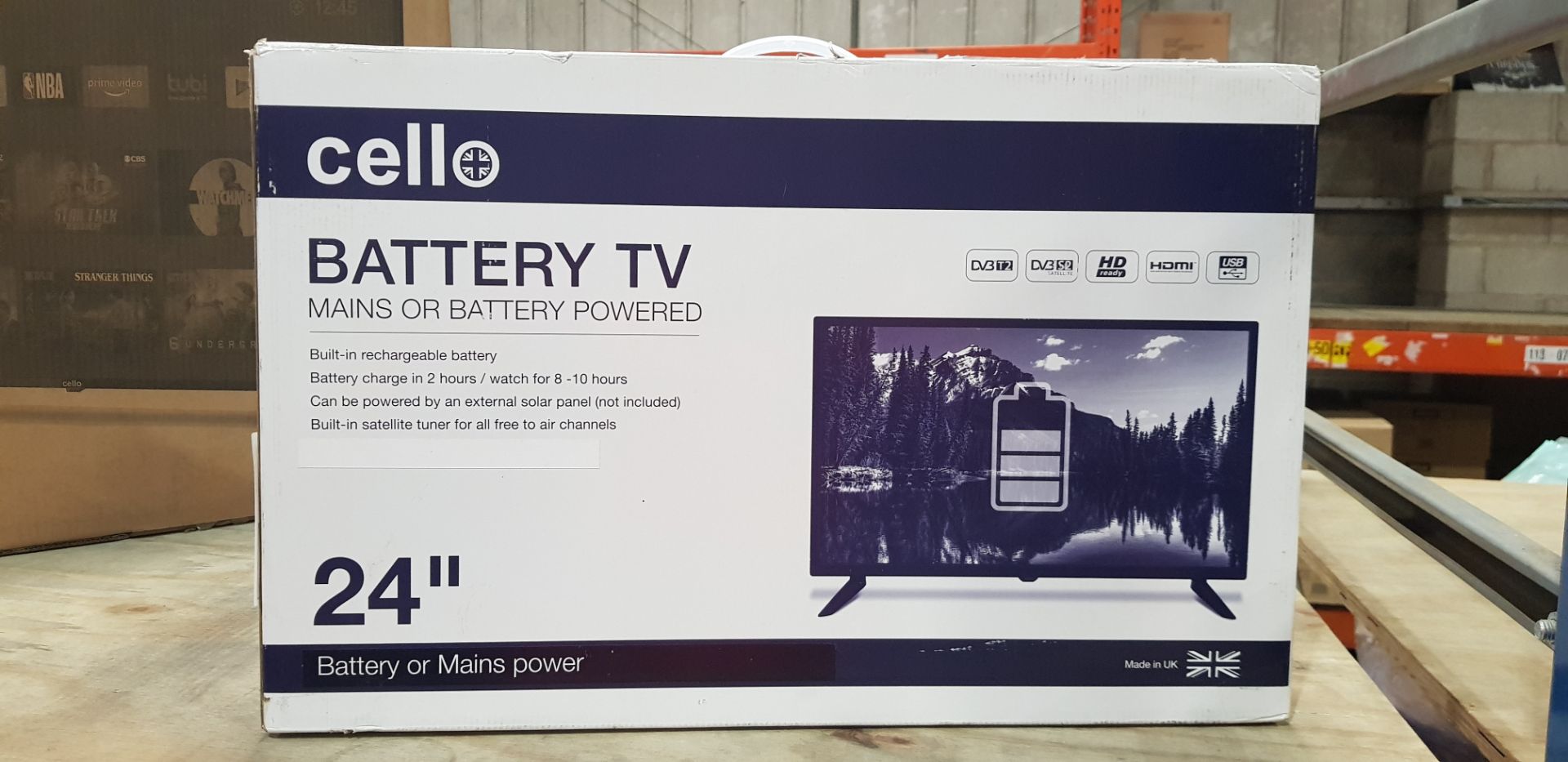 1 X CELLO BATTERY TV MAINS OR BATTERY POWERED (FACTORY REFURBISHED)