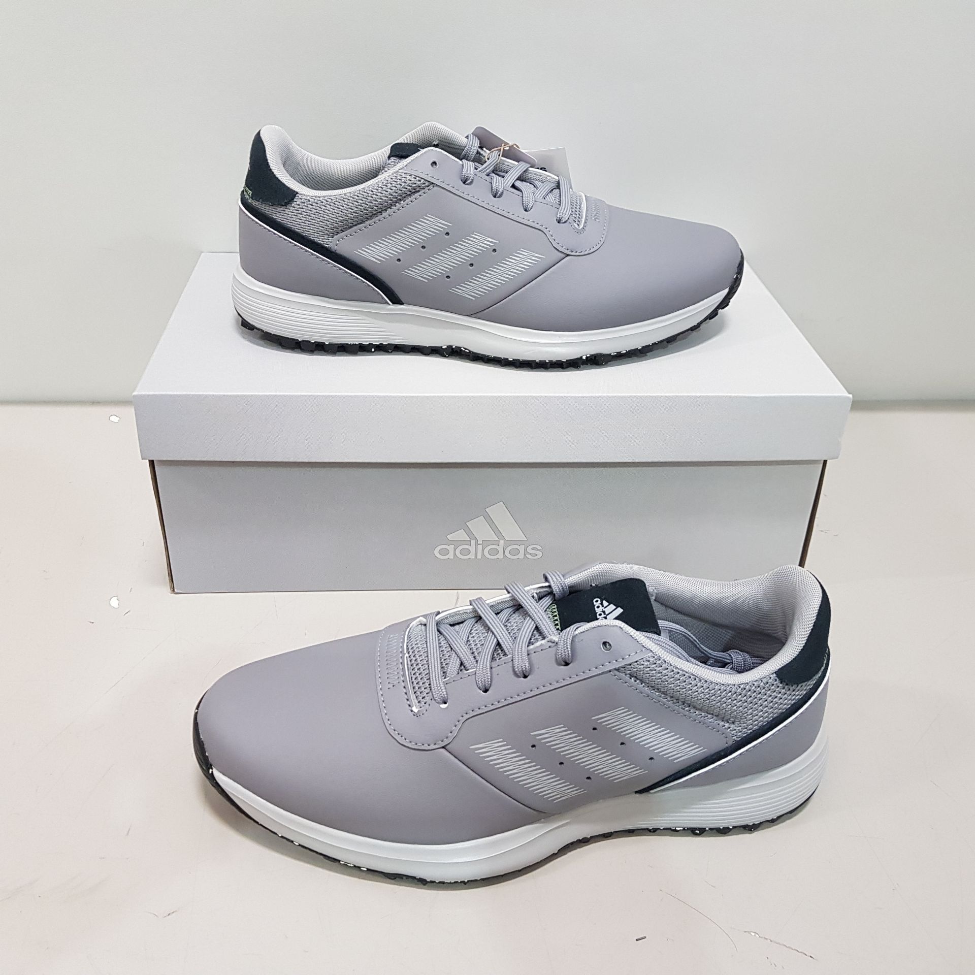 5 X BRAND NEW BOXED ADIDAS GOLF TRAINERS IN GREY / BLACK ALL IN SIZE UK 9 ( GZ3884)