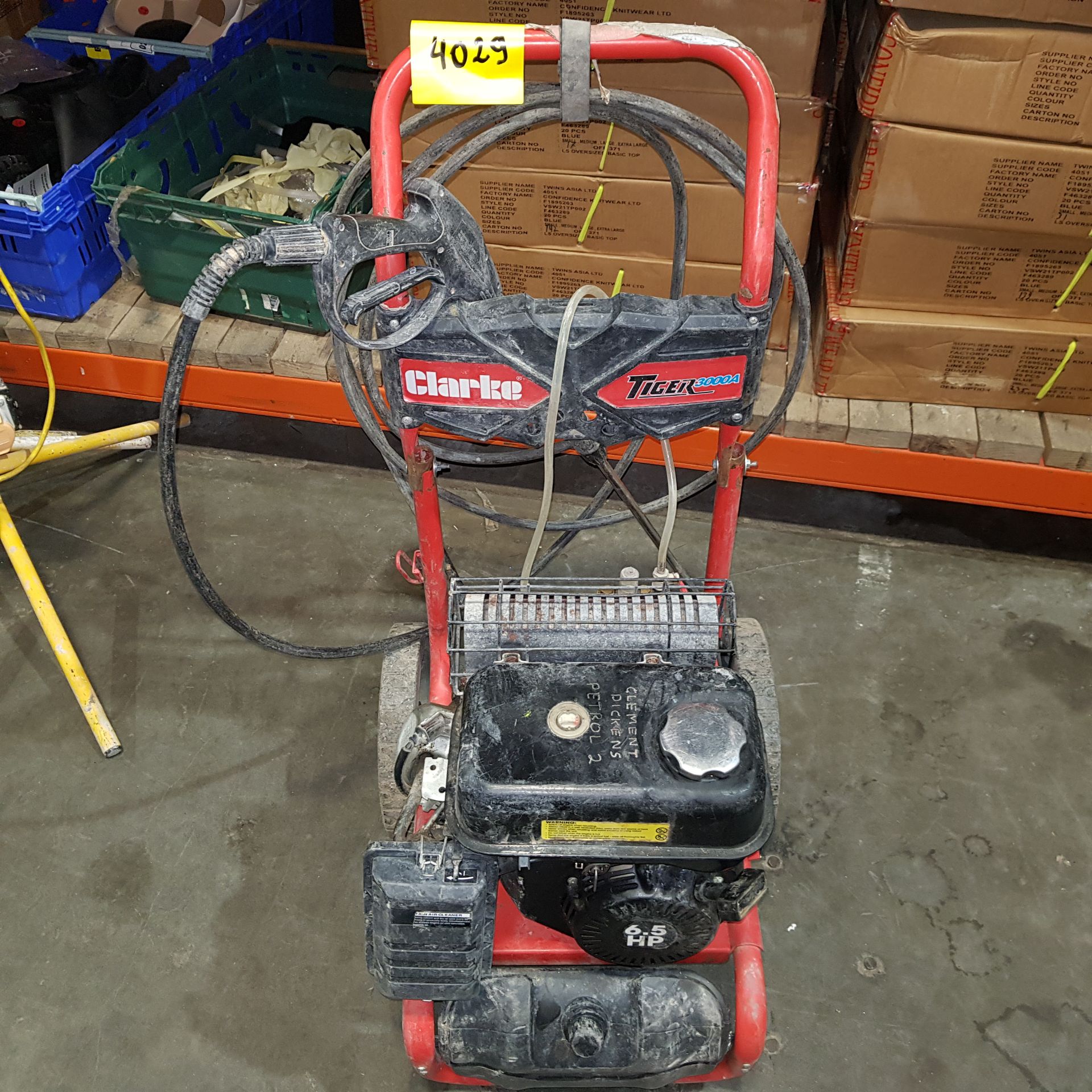 1 X CLARKE TIGER 3000A PETROL ENGINE 6.5 HP - PRESSURE WASHER ( TESTED , TURNS ON )