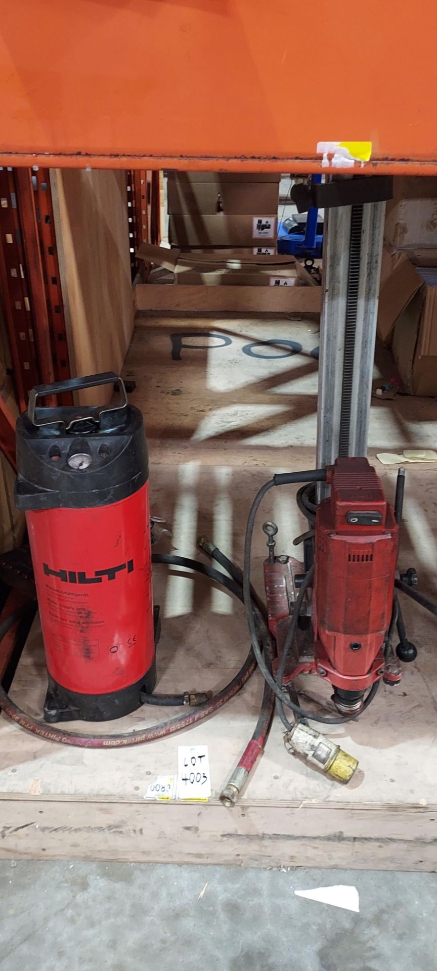 1 X HEAVY DUTY HILTI DD-80E CORE DRILL - ON STAND - COMES WITH WATER PUMP