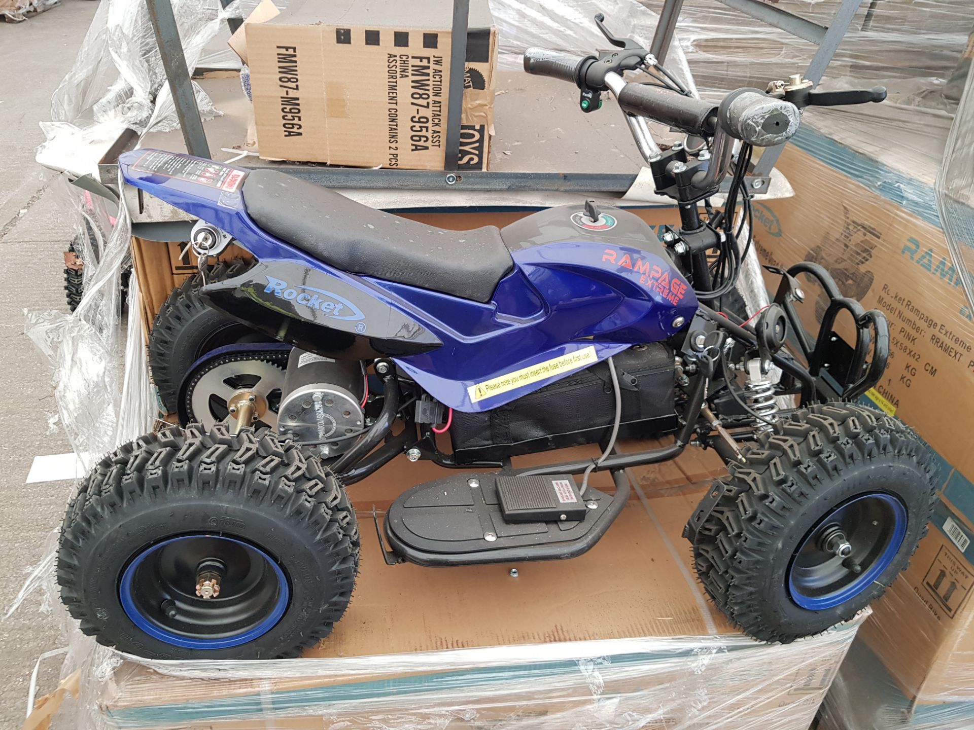1 X ALREADY BUILT RAMPAGE EXTREME ELECTRIC QUAD BIKE - IN BLUE - NOT IN BOX - FULLY BUILT ( PLEASE
