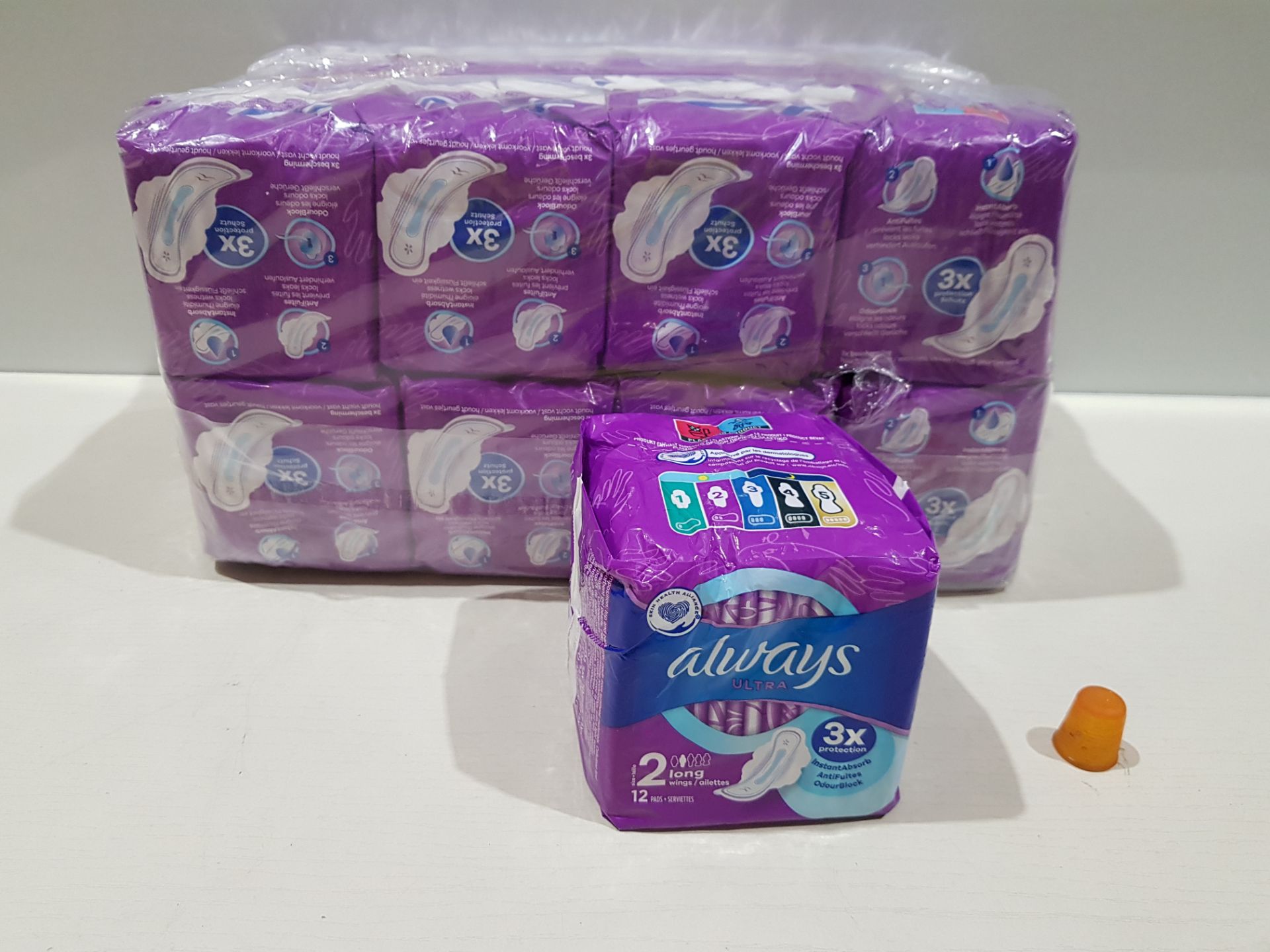 128 X BRAND NEW PACKS OF 12 - ALWAYS ULTRA SCENTED SANITARY PADS - ( SIZE 2 LONG ) - IN 2 BOXES