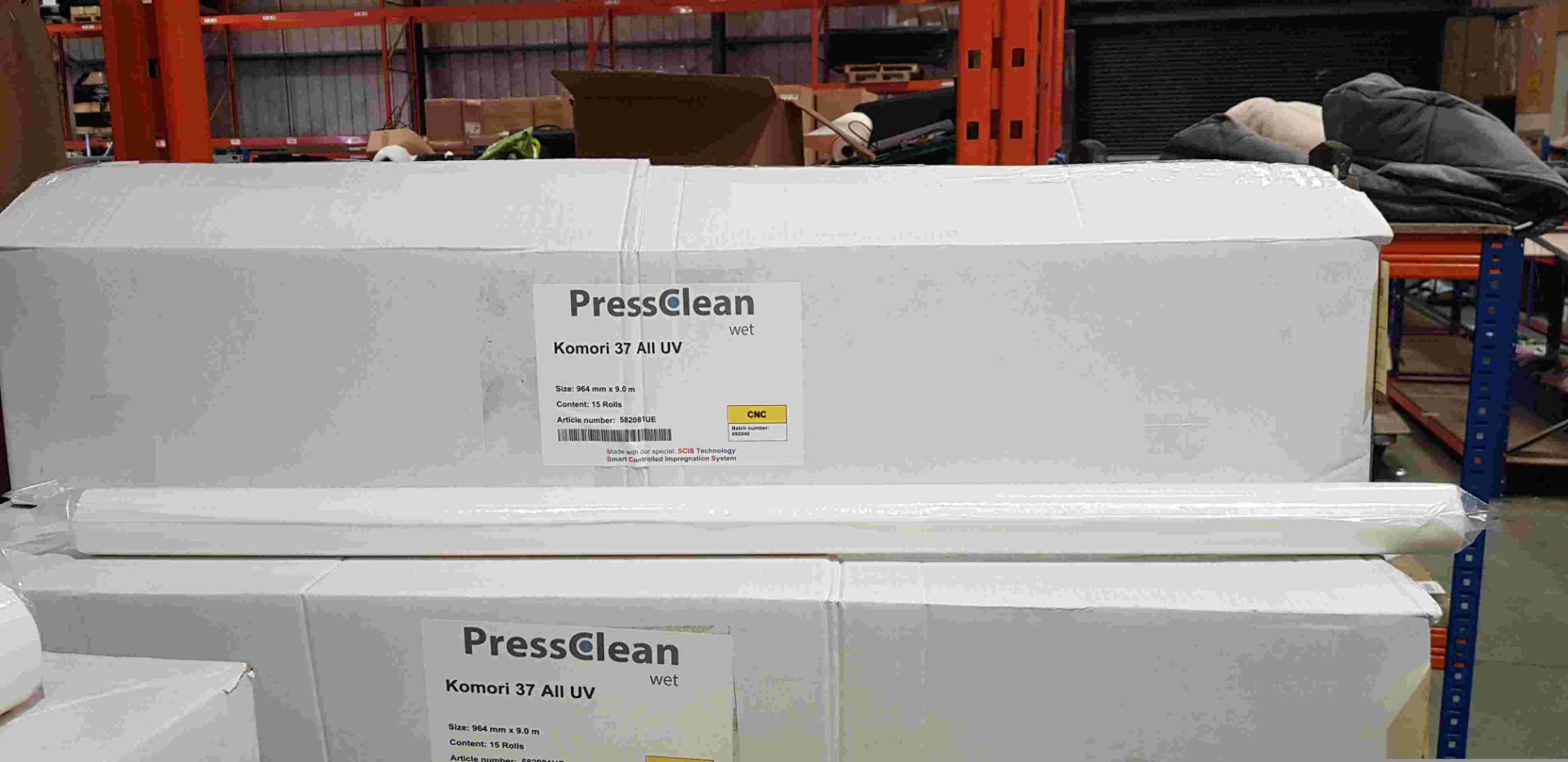 15 X BRAND NEW BOXED PRESSCLEAN KOMORI AII UV SIZE 964MM X 9M