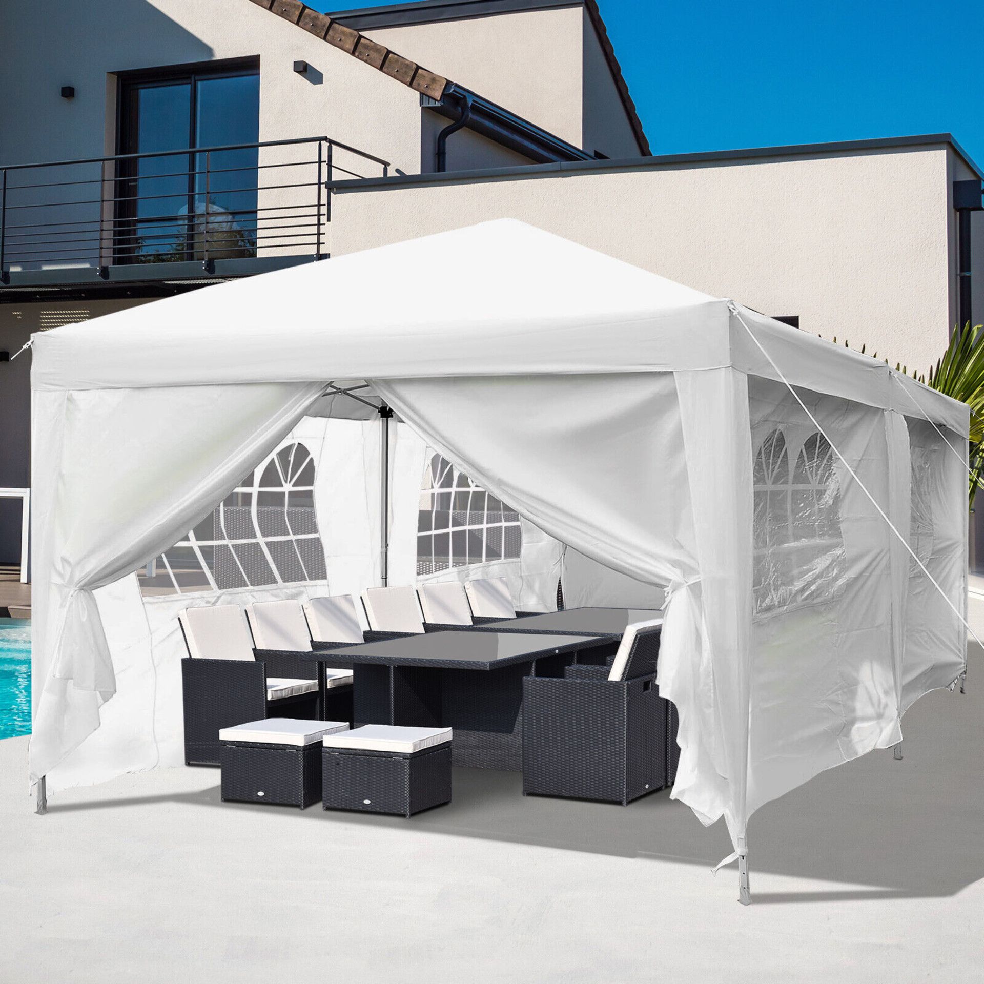 1 X TESCO OUTDOOR PARTY GAZEBO 3M X 6M IN ORIGINAL BOX - STOCK IMAGE FOR INDICATION OF SIZE ONLY
