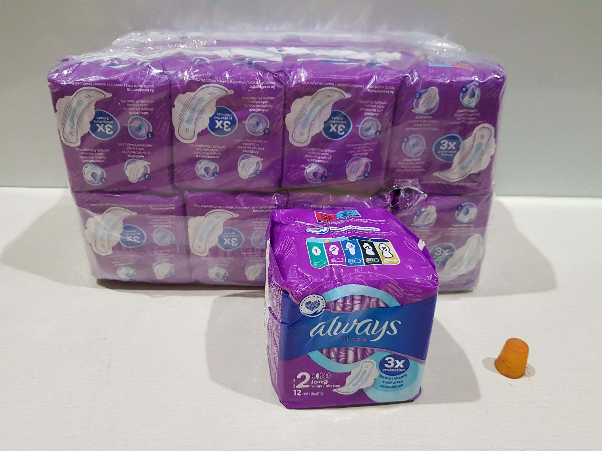 128 X BRAND NEW PACKS OF 12 - ALWAYS ULTRA SCENTED SANITARY PADS - ( SIZE 2 LONG ) - IN 2 BOXES