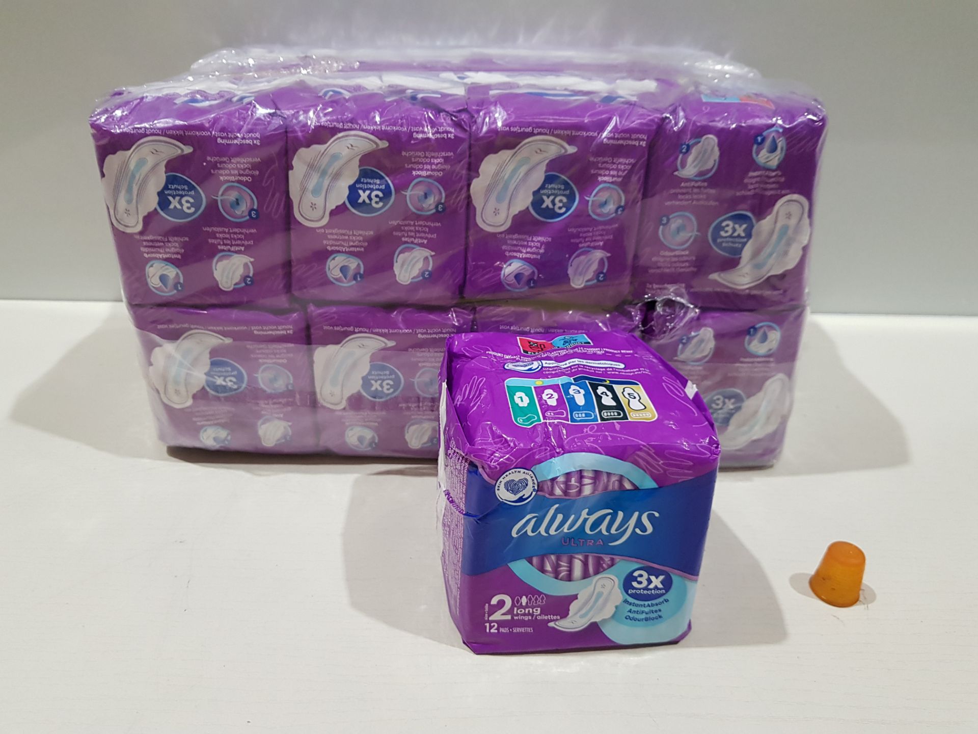 128 X BRAND NEW PACKS OF 12 - ALWAYS ULTRA SCENTED SANITARY PADS - ( SIZE 2 LONG ) - IN 2 BOXES