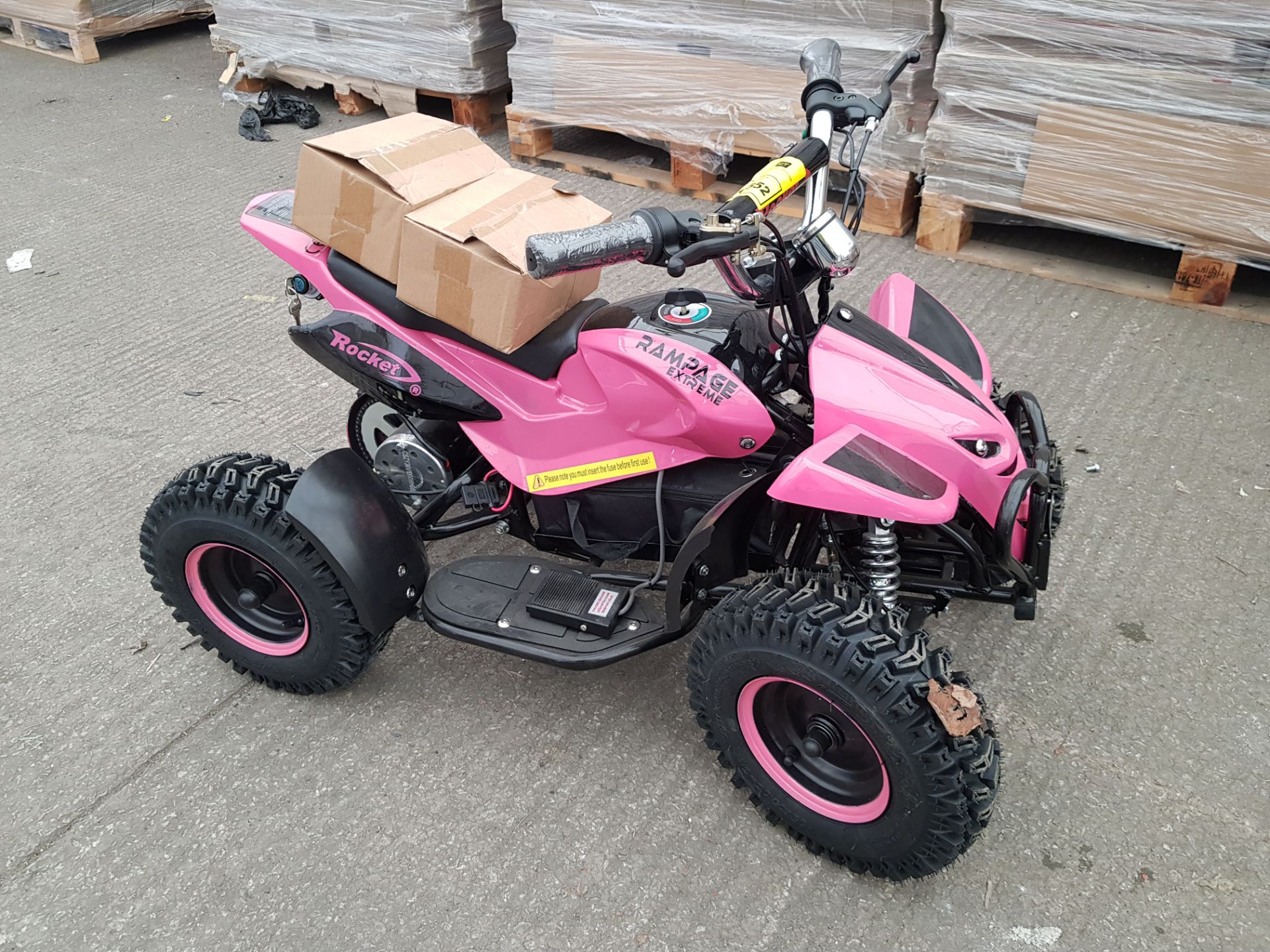 1 X RAMPAGE EXTREME ELECTRIC QUAD BIKE - IN PINK - IN 1 SEALED BOX (PLEASE NOTE THIS STOCK IS PRE
