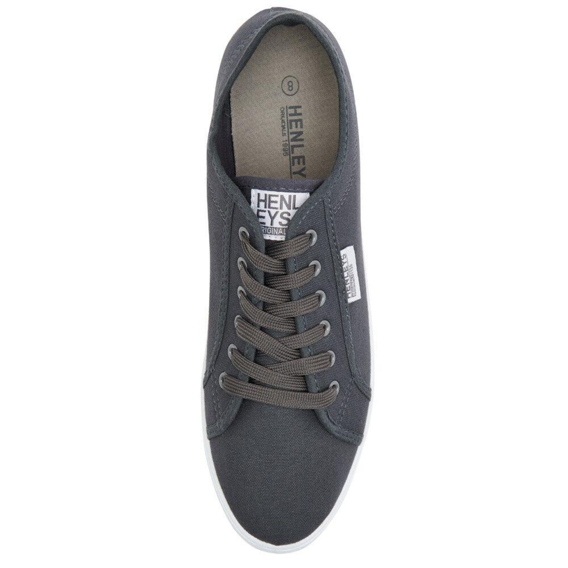 10 X BRAND NEW HENLEYS ORIGINAL CANVAS TRAINERS IN CHARCOAL GREY - ALL IN SIZE UK 7 - RRP £ 24. - Image 2 of 4