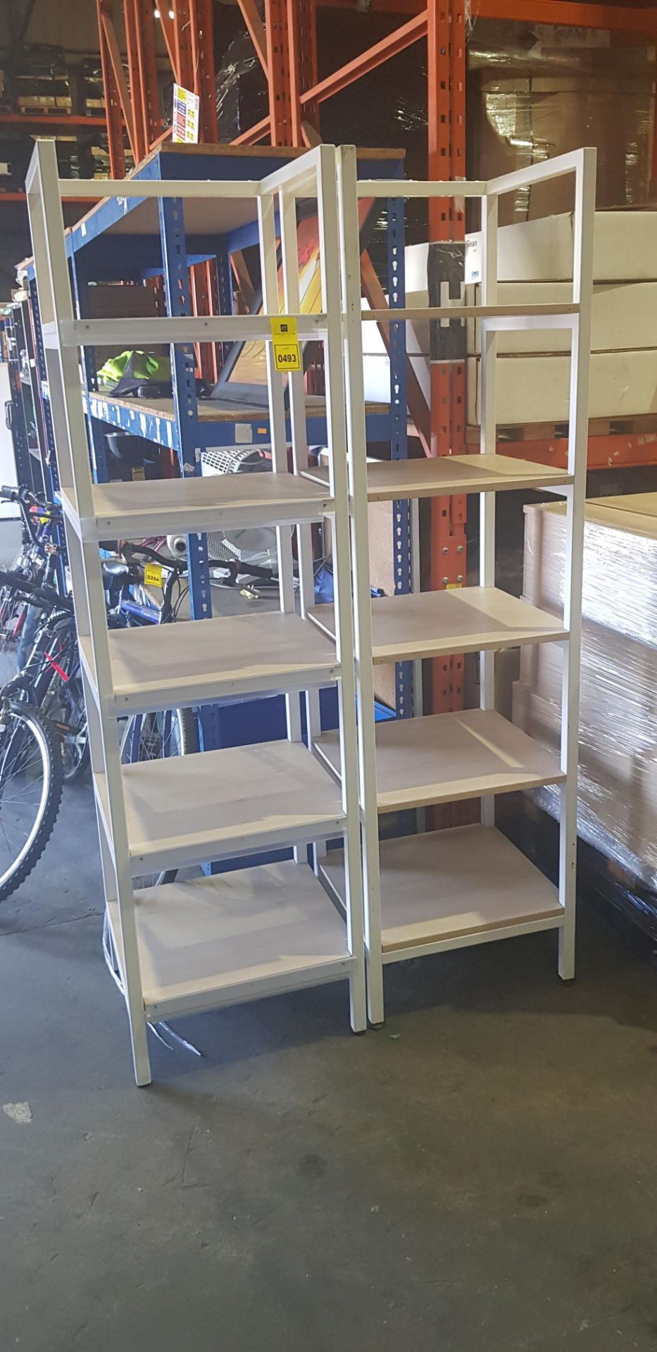 2 X 5 TIER SHELVING UNIT WITH WOODEN BOARDS H 190CM X D 50 W 53CM