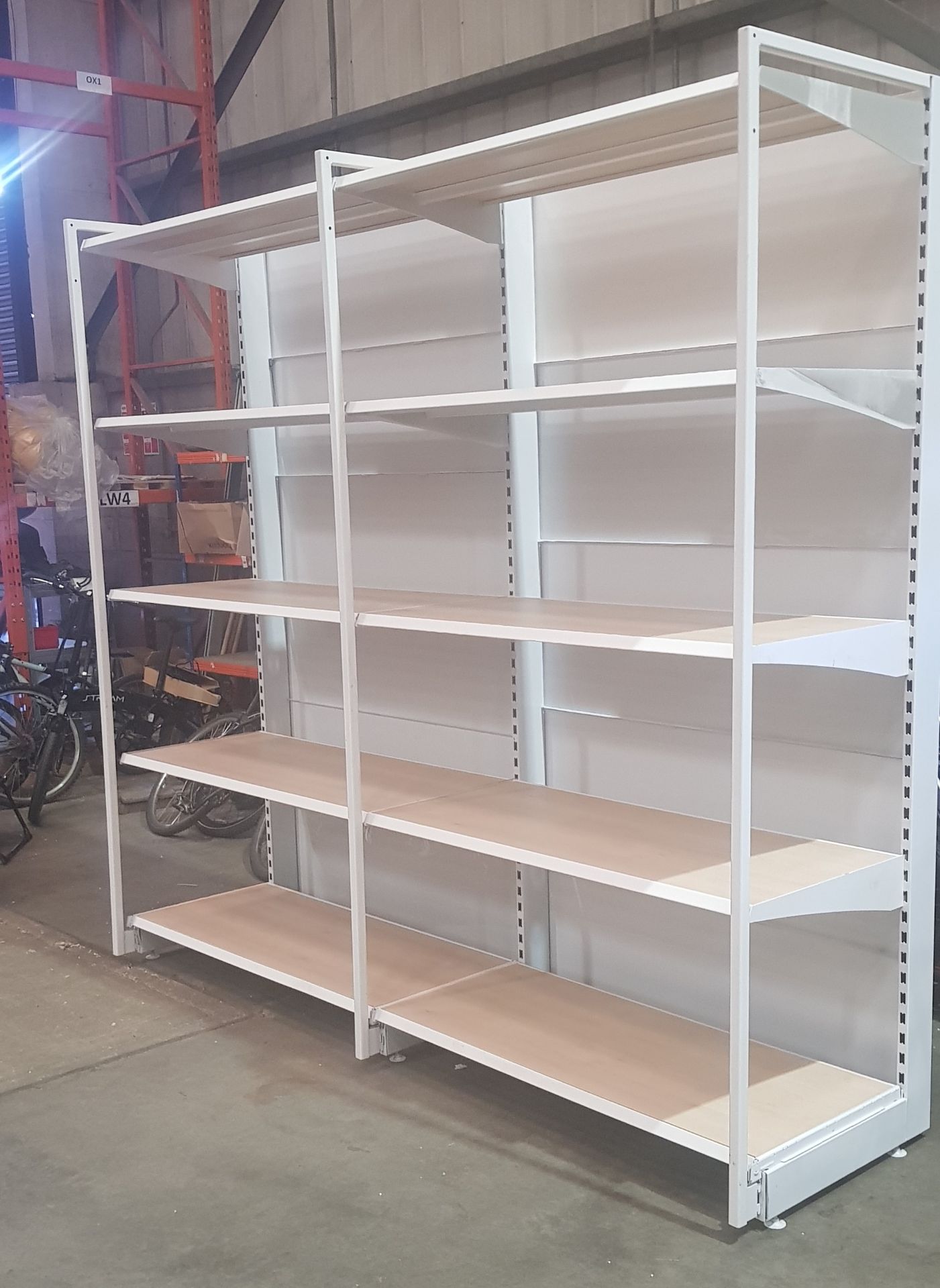 1 X 2 SECTION 5 TIER SHELVING UNIT (3m H x 2.55m W x 0.7m D) (3 UPRIGHT COLUMNS & 10 SHELVES WITH