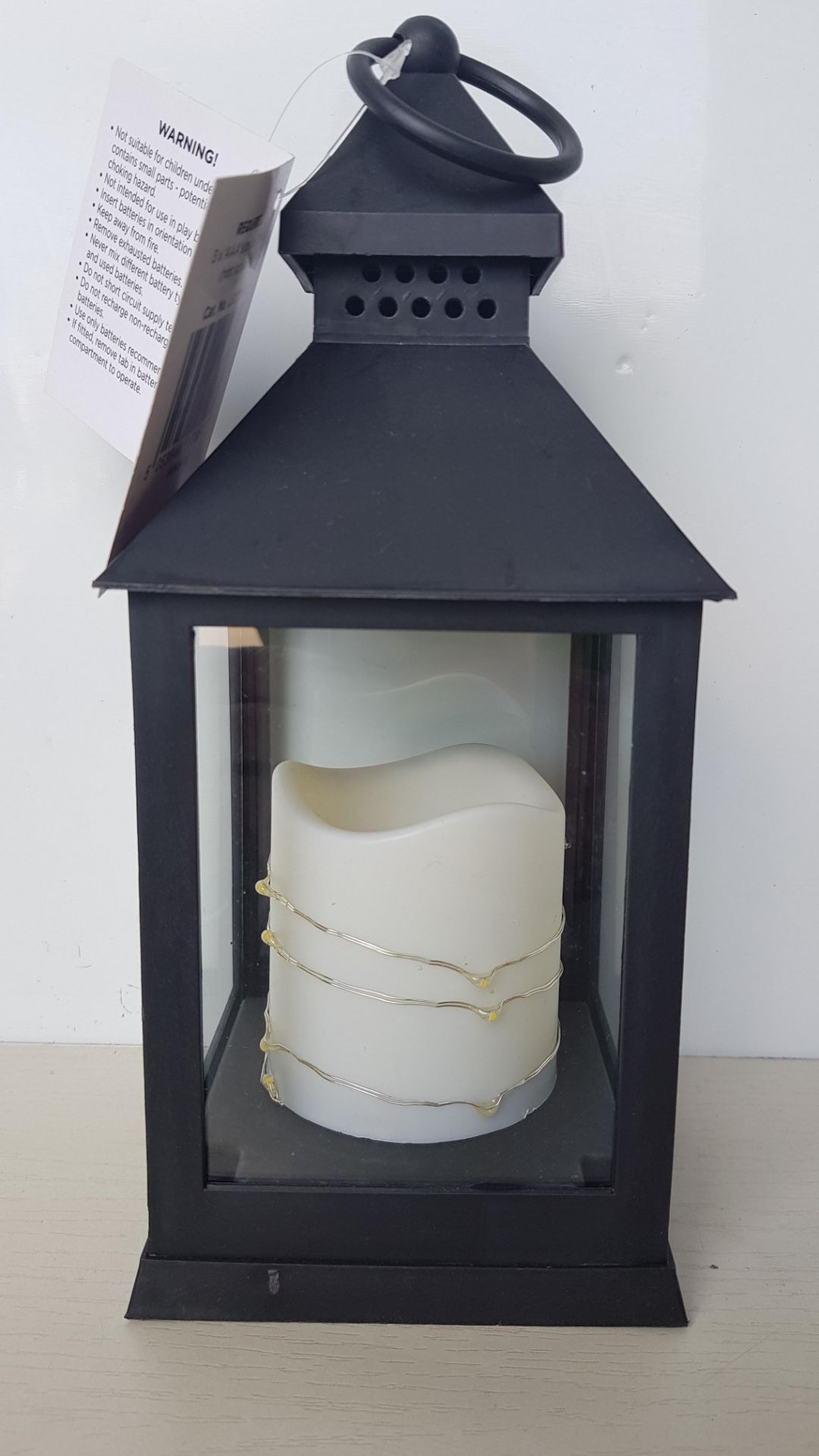 45 X BRAND NEW PREMIER 24CM LANTERNS WITH LED CANDLE IN BLACK (LOAD7 PALLET23)