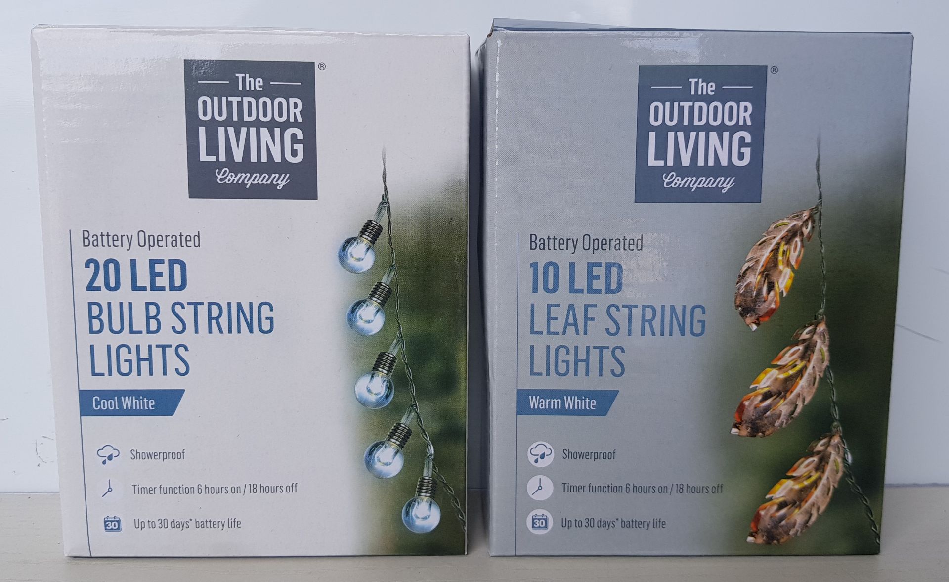 30 X BRAND NEW THE OUTDOOR LIVING MIXED LIGHT LOT CONTAINING 7X 20 LED BULB STRING LIGHTS - 23X 10