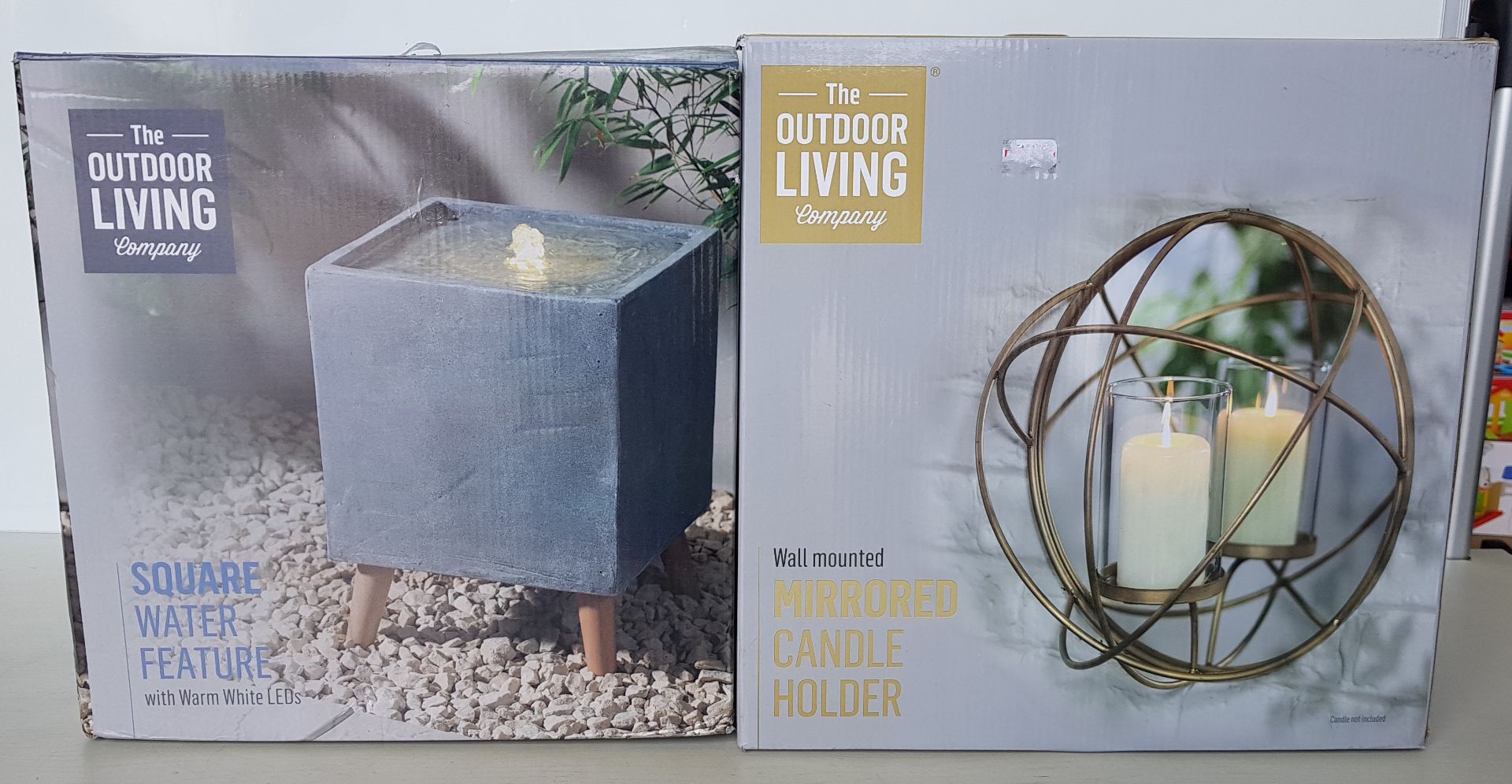 7 PIECE BRAND NEW MIXED GARDEN LOT CONTAINING 4 X THE OUTDOOR LIVING WALL MOUNTED MIRRORED CANDLE