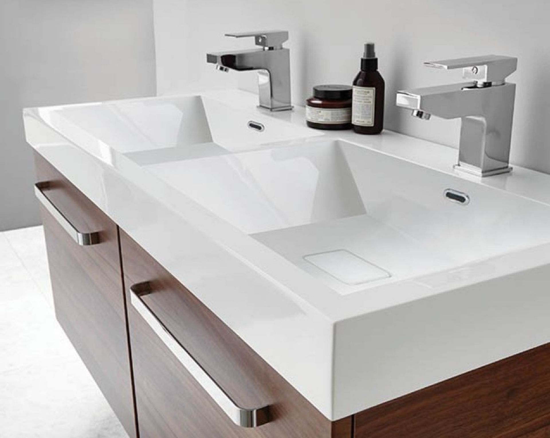 5 X BRAND NEW EKO SOLID SURFACE WHITE DOUBLE GEL STONE BASINS 1100 x 470 x 50 MM - (PROD CODE 848) -