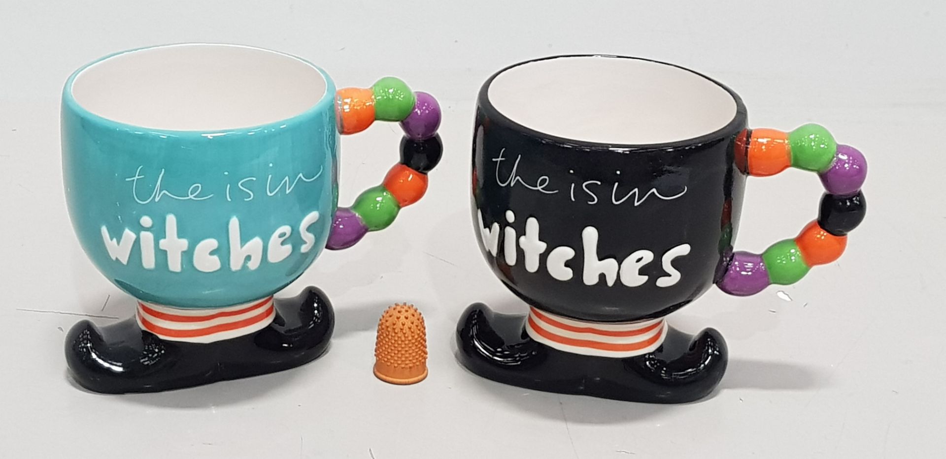64 X PIECE BRAND NEW LOT CONTAINING 19 CM WITCHES MUG'S 5 BIG BOXES WITH 12 INSIDE AND 4 IN SMALL