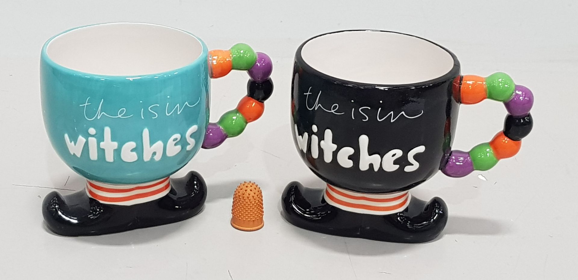 64 X PIECE BRAND NEW LOT CONTAINING 19 CM WITCHES MUG'S 5 BIG BOXES WITH 12 INSIDE AND 4 IN SMALL