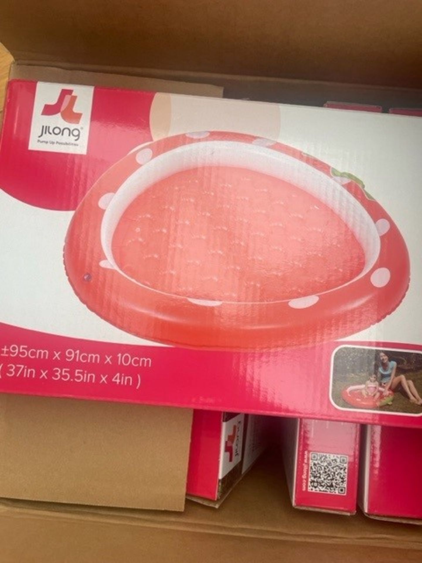16 X BRAND NEW JILONG TODDLERS STRAWBERRY PADDLING POOL SIZE 9CM X 91CM X 10CM - IN 2 BOXES - Image 2 of 2