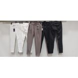 5 PIECE MIXED BRAND NEW PANTS LOT CONTAINING 2 X PAIGE BLACK FOG LUXE COATING PANTS, 2 X PAIGE