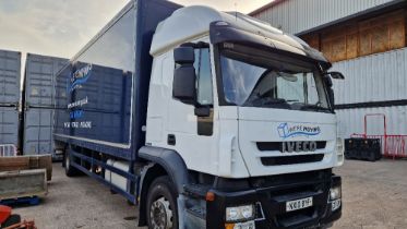 BLUE IVECO STRALIS (DIESEL) REG NO: NX10 BYF, ENGINE SIZE: 7790CC, BOX VAN, FIRST REGISTERED: 04/