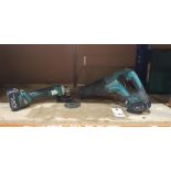 2 PIECE MIXED TOOL LOT CONTAINING MAKITA RECIPRICATING SAW / AND 1 X MAKITA ANGLE GRINDER - BOTH