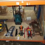 6 PIECE MIXED TOOL LOT CONTAINING CLARKE STRONG ARMS 1.25 TONNE JACK / MCGREGOR POWER WASHER / 2 X