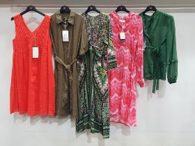 5 PIECE MIXED BRAND NEW CLOTHING LOT CONTAINING 2 X ZYGA DRESSES, 2 X CHARLOTTE SPARRE DRESSES AND 1