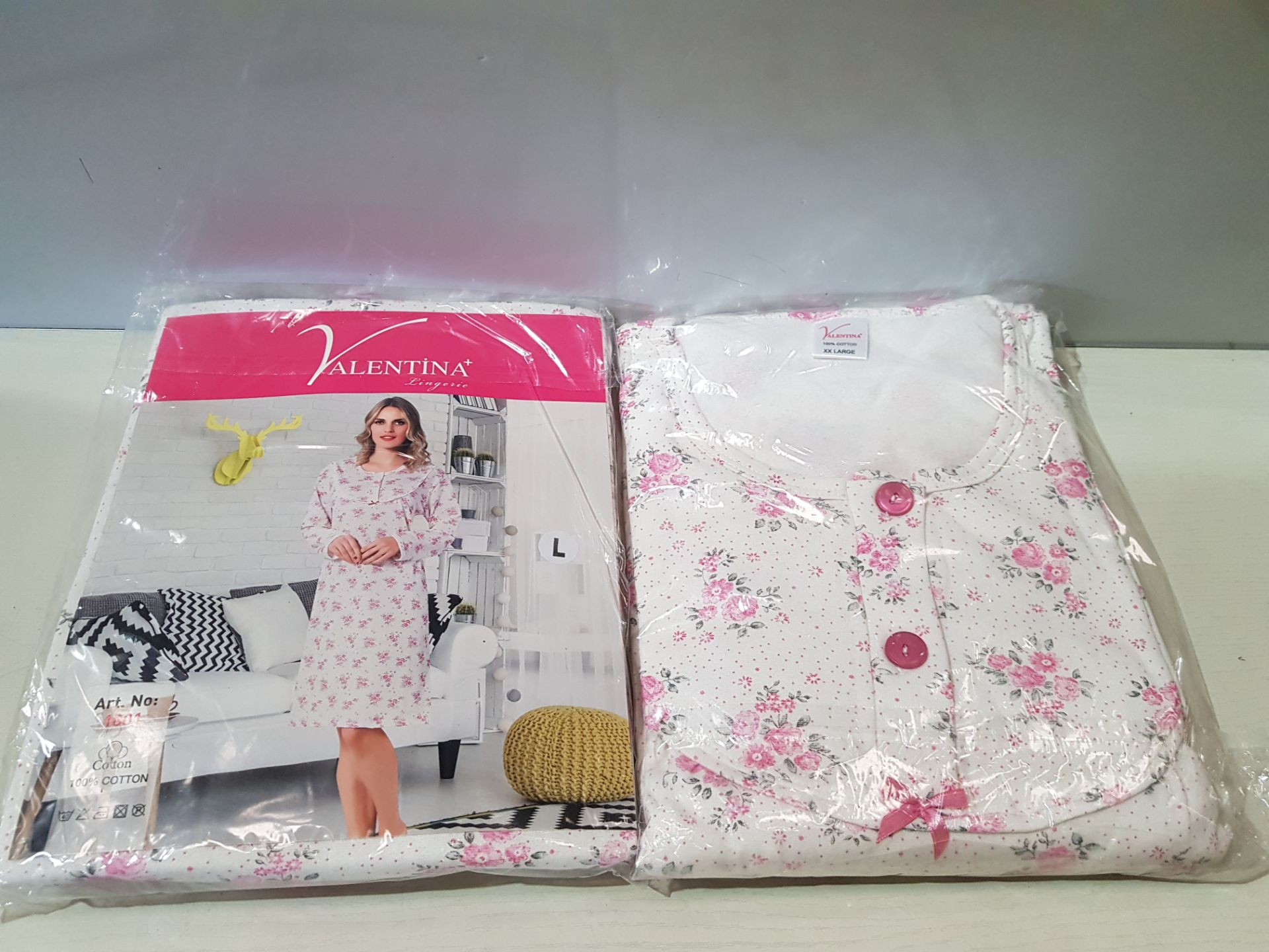 60 X BRAND NEW VALENTINA LINGERIE 100% COTTON IN SIZE L AND XL IN 3 TRAYS (NOT INCLUDED)