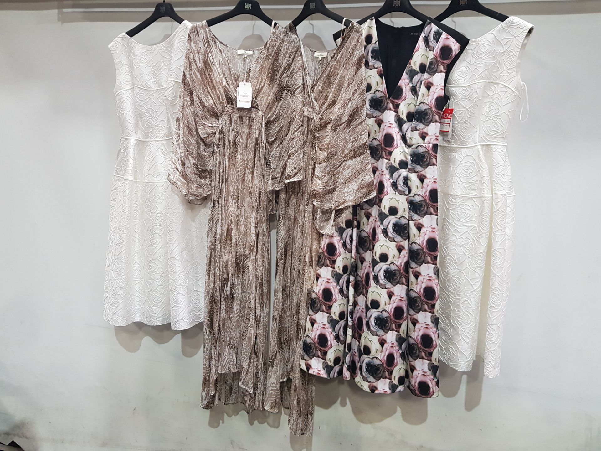 5 PIECE MIXED BRAND NEW CLOTHING LOT CONTAINING 2 X CHARLOTTE SPARRE DRESSES, 2 X TALBOT RUNHOF