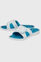 14 X BRAND NEW DUNLOP ADJUSTABLE STRAP MEMORY FOAM SLIDERS - WOMANS JAYNE SLIDERS IN WHITE/ BLUE 1=