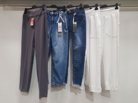 5 PIECE MIXED BRAND NEW PANTS LOT CONTAINING 2 X ANIA SCHIERHOLT PANTS, 2 X RAFFAELLO ROSSI JEANS