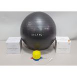 96 X BRAND NEW USA PRO YOGA BALLS - PUMP INCLUDED - ALL IN GREY - ALL IN SIZE 65 CM - IN 8 BOXES