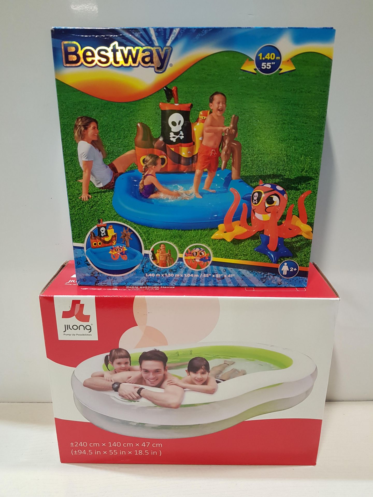 8 PIECE BRAND NEW MIXED POOL LOT CONTAINING 6 X BESTWAY SHIPS AHOY PLAY CENTRE, KIDS PIRATE