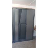 4 X GREY 4 SHELVED SLIDING DOOR CABINETS SIZE 200CM H X 120CM W X 43CM D