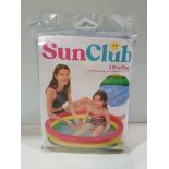 24 X BRAND NEW BOXED PMS COLOURFUL SUN CLUB 3 RING RAINBOW INFLATABLE PADDLING POOL ( SIZE 100 X