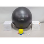 96 X BRAND NEW USA PRO YOGA BALLS - PUMP INCLUDED - ALL IN GREY - ALL IN SIZE 55 CM - IN 8 BOXES