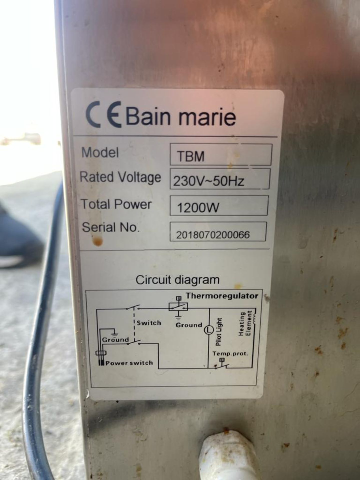 1 X STAINLESS STEEL BAIN MARIE MODEL: TBM *** NOTE THIS ITEM IS LOCATED IN CROYDON AND WILL - Image 3 of 3