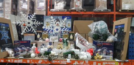 300 + BRAND NEW MIXED PREMIER CHRISTMAS LOT CONTAINING 73 CM DIGITAL HANGING SNOWFLAKE / 90 CM