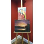 2 X SIGNED VARIOUS CANVAS'S LANDSCAPE CANVAS SIGNED BY JASON THRELFALL H 40.5CM X W 28CM FIGURE