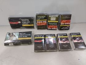 9 PIECE BRAND NEW MIXED CIGARETTE LOT CONTAINING 2 X GOLD LEAF 30G TOBACCO - 4 X L&B BLUE 20 PACK