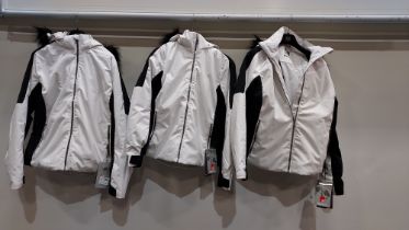 3X BRAND NEW NEVICA MERIBEL SKI JACKETS IN WHITE AND BLACK SIZES UK 8 AND 10 - TOTAL RRP£389.97