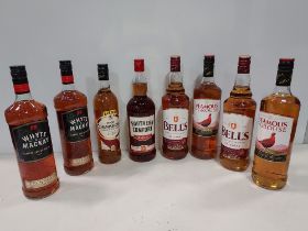 8 PIECE BRAND NEW MIXED ALCOHOL LOT CONTAINING 2 X 1L FAMOUS GROUSE WHISKEY - 2 X 1L BELL'S